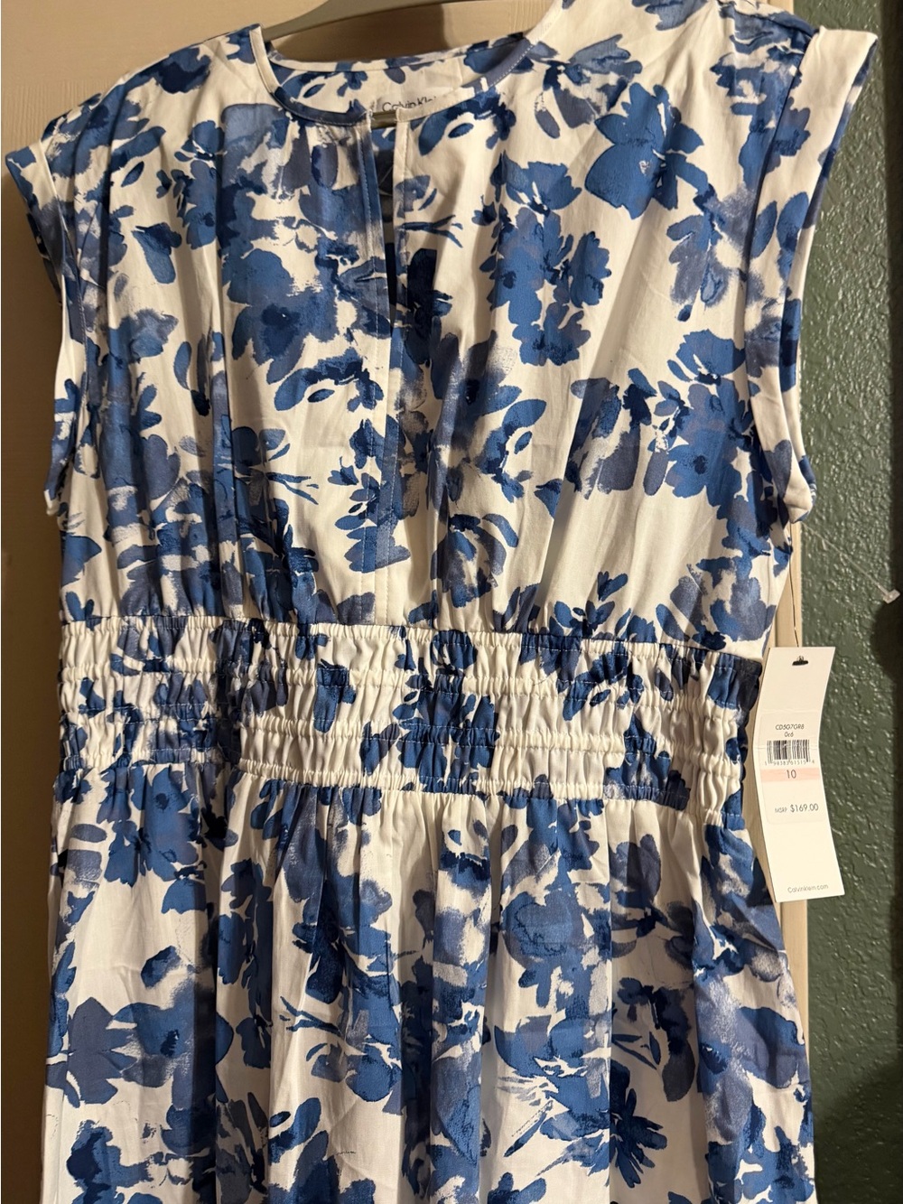 Calvin Klein Blue & White Floral midi Dress